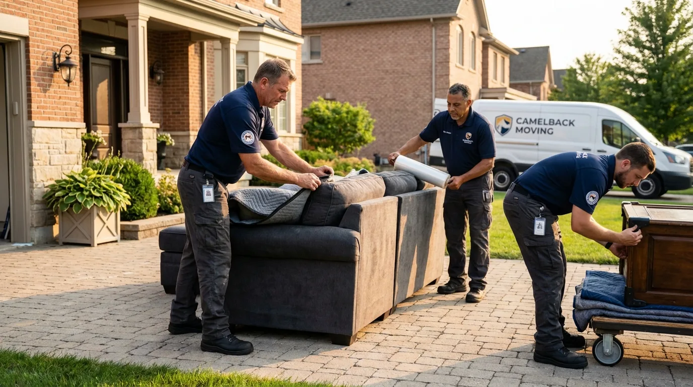 Large estate moving crew wrapping furniture in Erath, LA